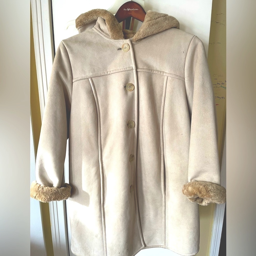🔥Vintage Suede tan fleece lined winter jacket
